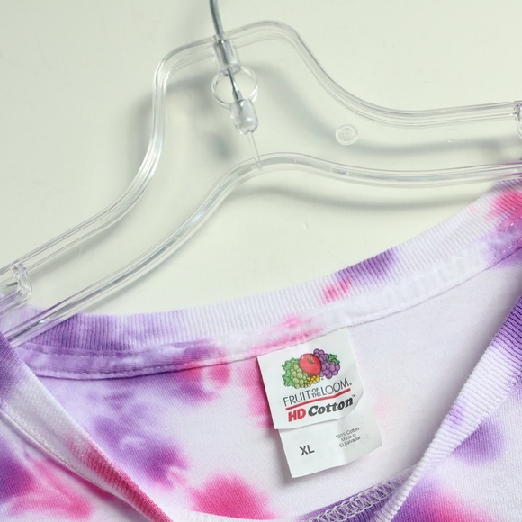 NWOT Fruit of the loom tie dye print t-shirt purple pink white plus size 2X 1X - Picture 2 of 5